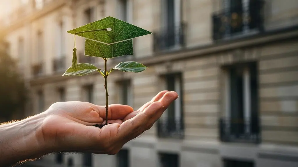 Symbole visuel de la protection financiere des etudes d'un enfant apres le deces d'un parent