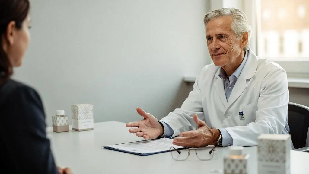 Patient et chirurgien échangeant sereinement avant une opération, symbolisant le choix d'une couverture santé adaptée aux dépassements d'honoraires