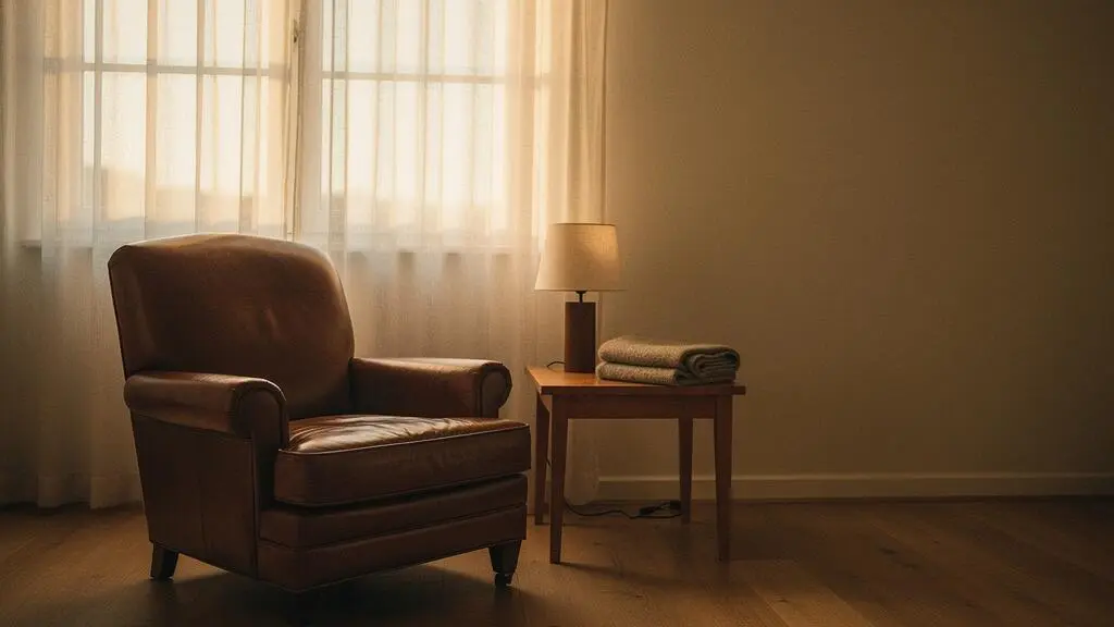Fauteuil de consultation vide dans un cabinet de psychanalyste baigné d'une lumière douce, symbolisant une relation thérapeutique en dehors du cadre conventionné